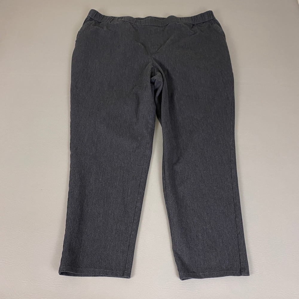 Joan Rivers Pull On Pants Women's Plus Size 1X Gray Elastic Waist Straight Leg